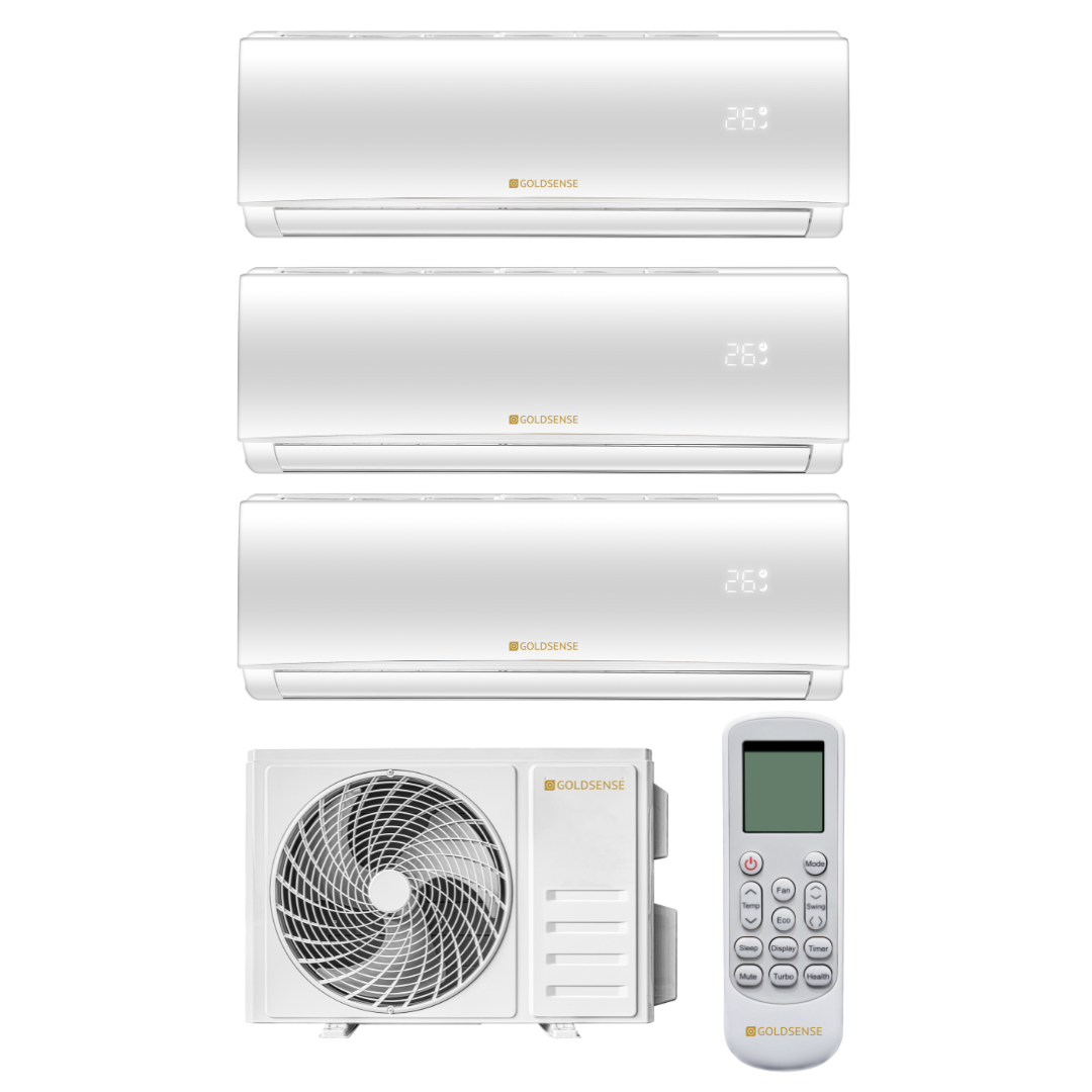 31819531.png Aparat aer conditionat Goldsense Defender, sistem multisplit trei incaperi, trei interne 9000 btu/h, I Feel, filtru carbon activ, auto curatare, smart air flow - imagine 1